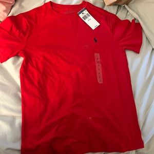 Little kids Red polo shirt and Blue shorts with red logo